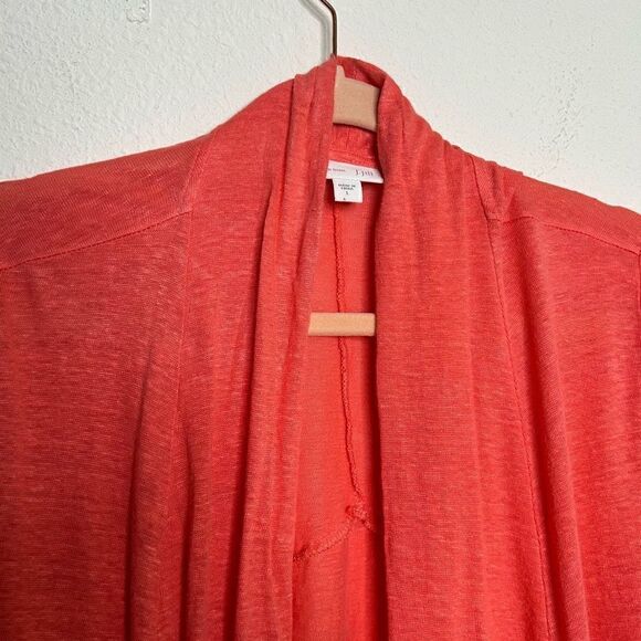 J Jill Women’s Coral Linen Open Front Cardigan Size L - Picture 6 of 15